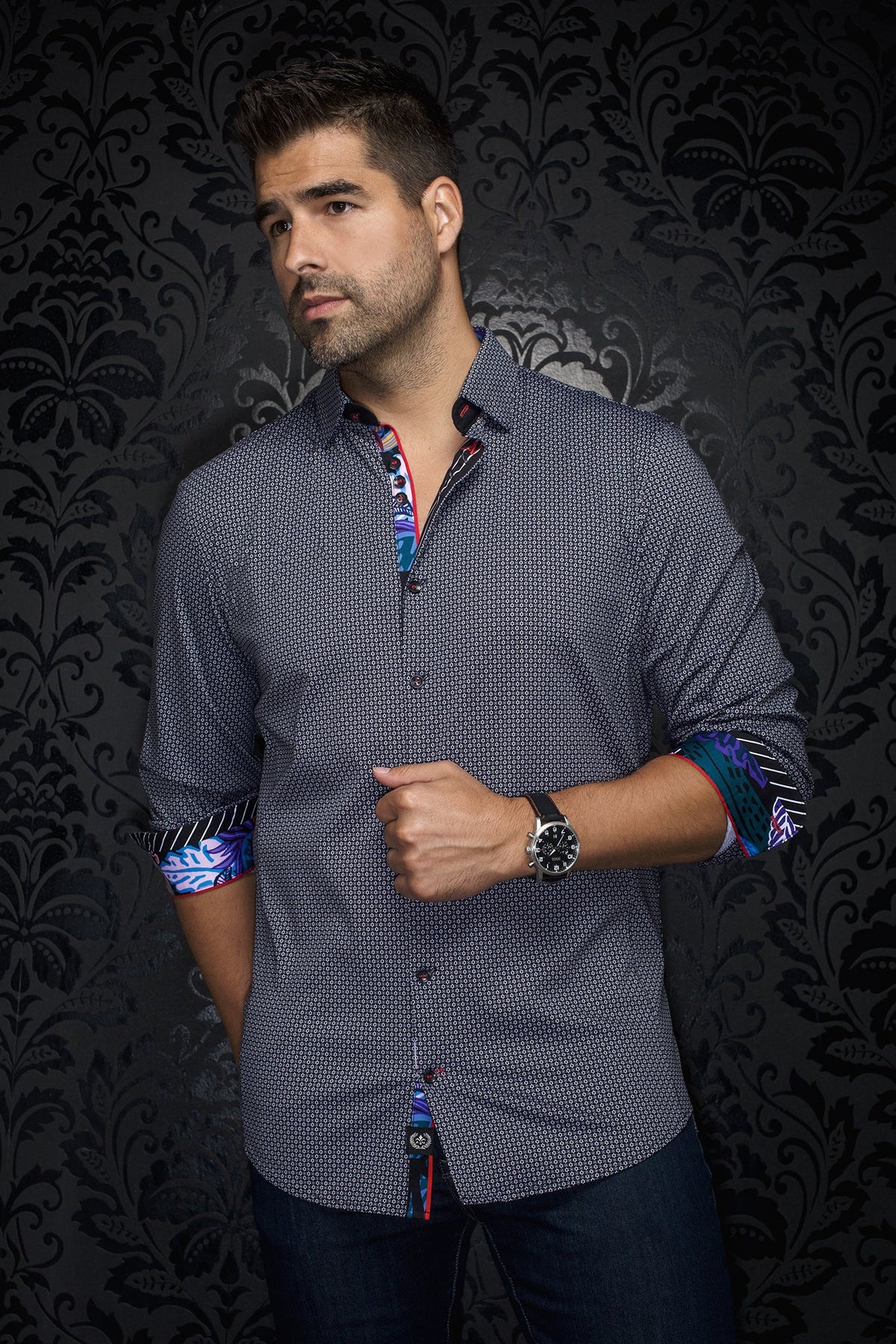 Chemise manches longues en Knit pour homme par Au Noir | RIOJA Noir | Boutique Vvög, inventaire complet de la marque Au Noir
