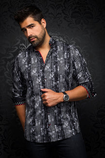 Chemise manches longues en Knit pour homme par Au Noir | RUBIO Gris Noir/black | Vvog.ca, inventaire complet de la marque Au Noir