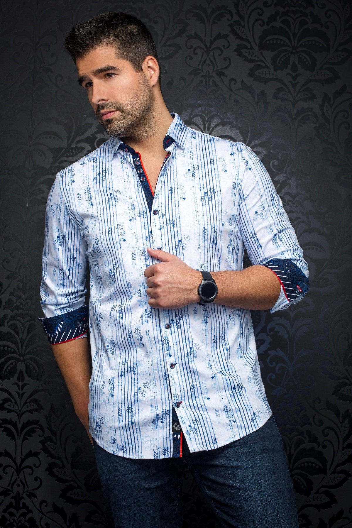 Chemise manches longues en Knit pour homme par Au Noir | RUBIO light blue | Boutique Vvög, inventaire complet de la marque Au Noir