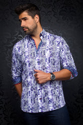Chemise manches longues en Knit pour homme par Au Noir | RUBIO Bleu Violet/purple | Vvog.ca, inventaire complet de la marque Au Noir