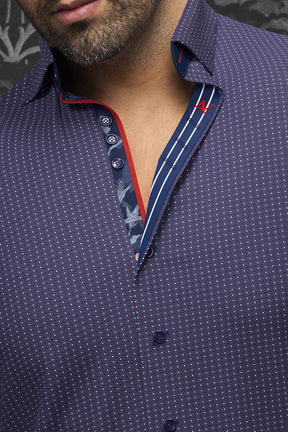 Chemise manches longues pour homme par Au Noir | SALAZAR Bleu Foncé Rouge | Boutique Vvög, inventaire complet de la marque Au Noir