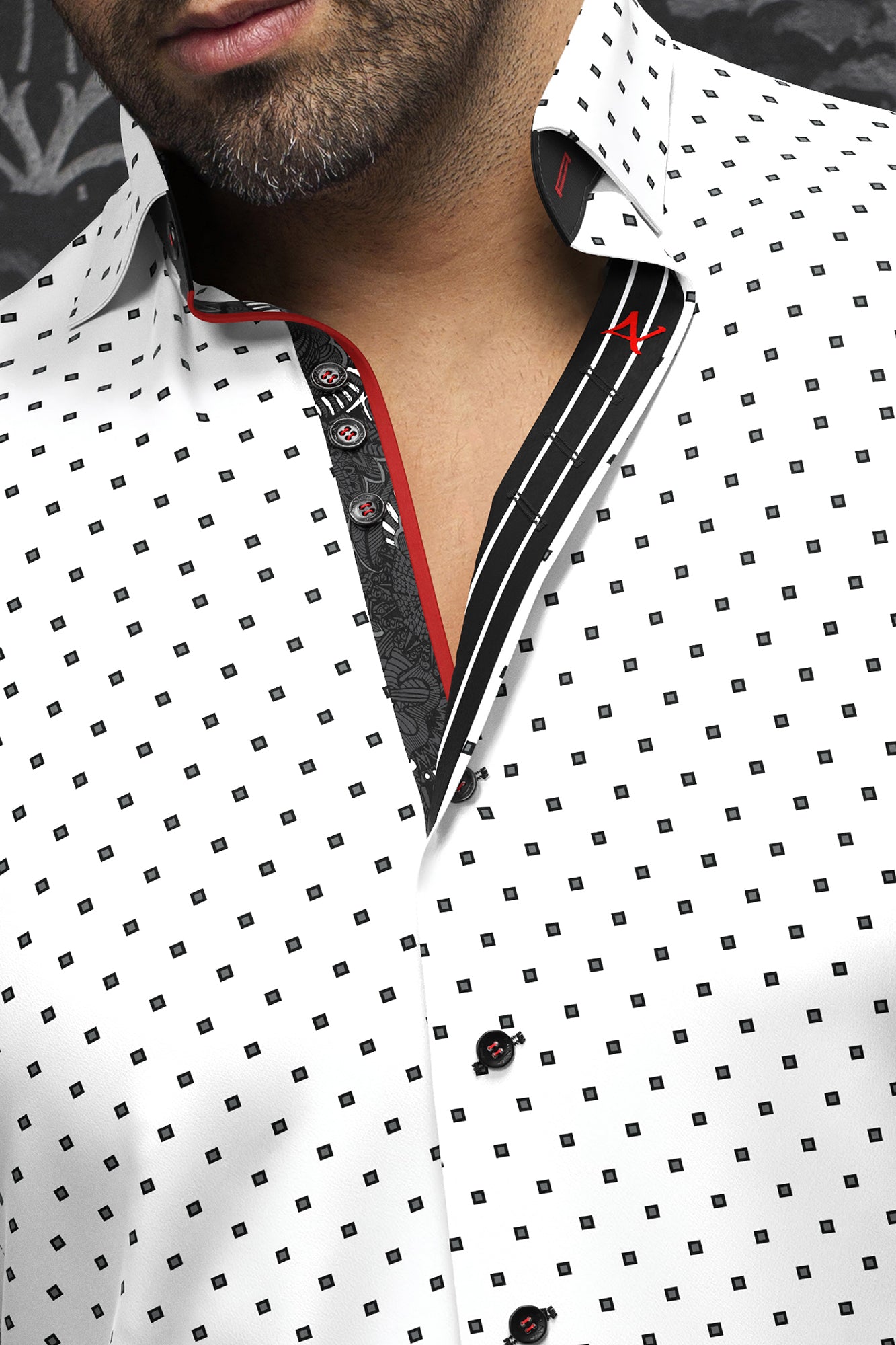 Chemise manches longues pour homme par Au Noir | SANTANA Blanc Noir | Boutique Vvög, inventaire complet de la marque Au Noir