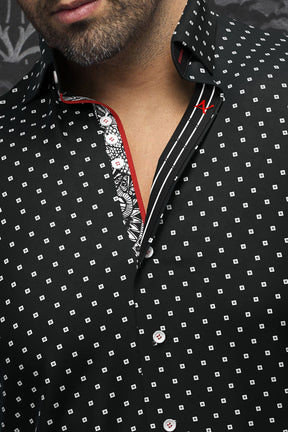 Chemise manches longues pour homme par Au Noir | SANTANA Noir Blanc | Boutique Vvög, inventaire complet de la marque Au Noir