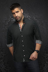 Chemise manches longues pour homme par Au Noir | SANTANA Noir Blanc | Boutique Vvög, inventaire complet de la marque Au Noir