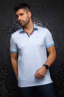 Polo pour homme par Au Noir | SEGUIN light blue | Boutique Vvög, vêtements mode pour hommes