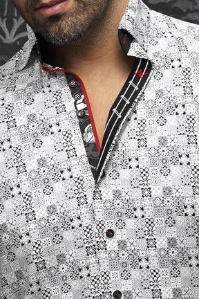 Chemise manches longues pour homme par Au Noir | SOLLOZZO Blanc Noir | Boutique Vvög, inventaire complet de la marque Au Noir