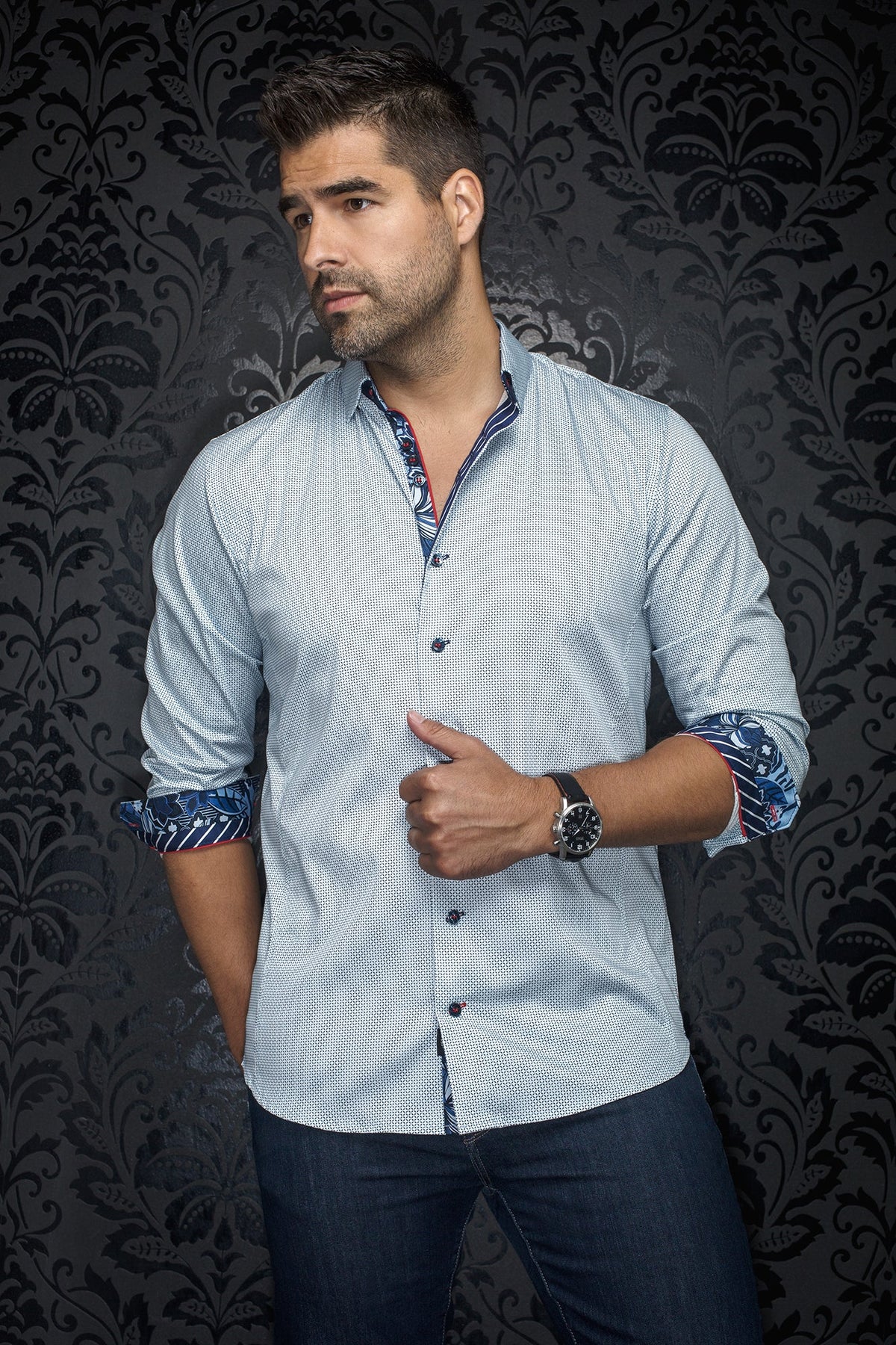 Chemise manches longues pour homme par Au Noir | SOSA Bleu Clair | Boutique Vvög, inventaire complet de la marque Au Noir