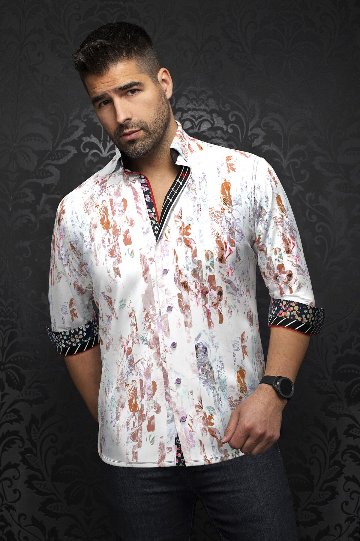 Chemise manches longues pour homme par Au Noir | SUAREZ Blanc Beige | Boutique Vvög, inventaire complet de la marque Au Noir