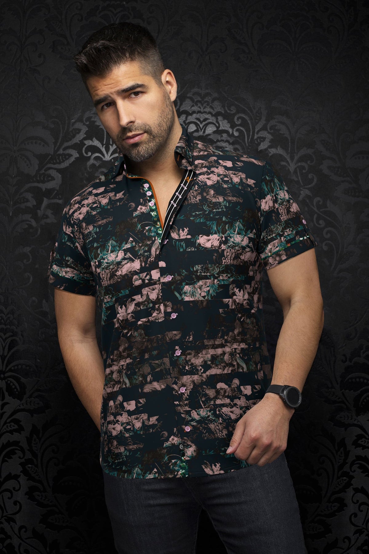 Chemise manches courtes pour homme par Au Noir | SUAREZ(SS) Noir | Boutique Vvög, inventaire complet de la marque Au Noir