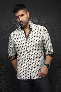 Chemise manches longues pour homme par Au Noir | SUARINO Blanc Or | Boutique Vvög, inventaire complet de la marque Au Noir