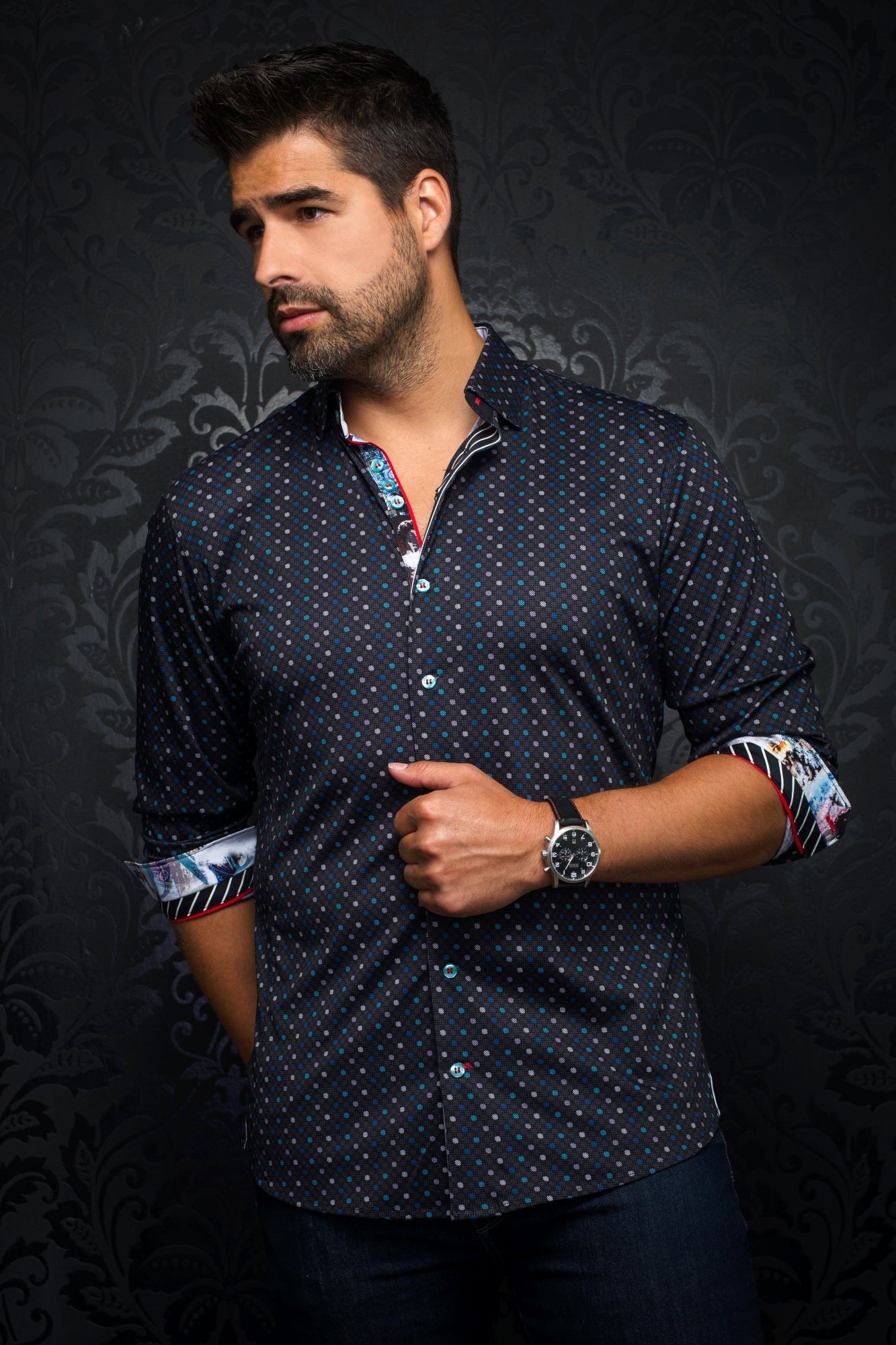 Chemise manches longues pour homme par Au Noir | TREVIS Gris Noir/black | Vvog.ca, inventaire complet de la marque Au Noir