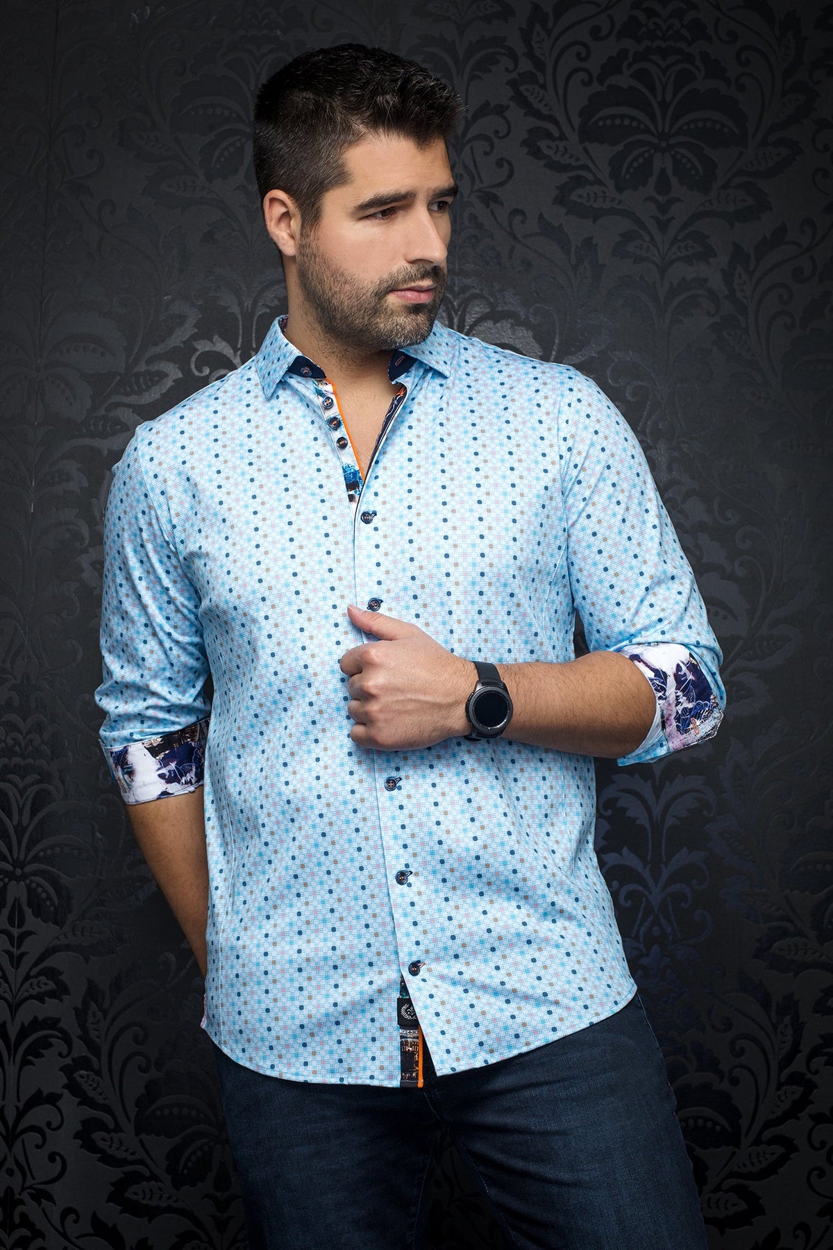 Chemise manches longues en Knit pour homme par Au Noir | TREVIS turquoise | Boutique Vvög, inventaire complet de la marque Au Noir