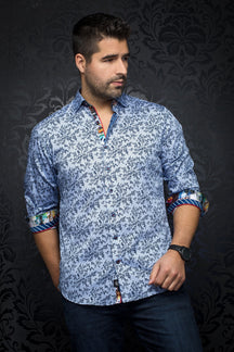 Chemise manches longues en Knit pour homme par Au Noir | VICTOR light blue | Boutique Vvög, inventaire complet de la marque Au Noir