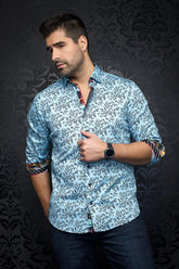 Chemise manches longues en Knit pour homme par Au Noir | VICTOR turquoise | Boutique Vvög, inventaire complet de la marque Au Noir