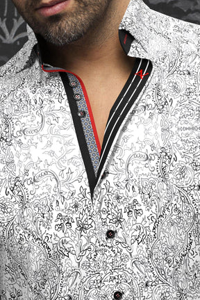 Chemise manches courtes pour homme par Au Noir | WAKE(SS) white black | Disponible à la Boutique Vvög, vêtements mode pour homme et femme.
