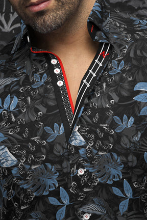 Chemise manches courtes en Knit pour homme par Au Noir | ZENATA(SS) Noir Bleu | Boutique Vvög, inventaire complet de la marque Au Noir