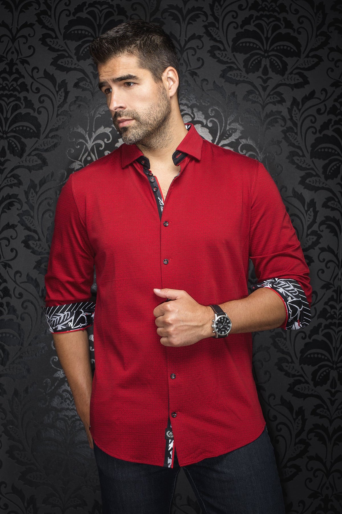 Chemise manches longues en Knit pour homme par Au Noir | ZOLA Rouge | Boutique Vvög, inventaire complet de la marque Au Noir